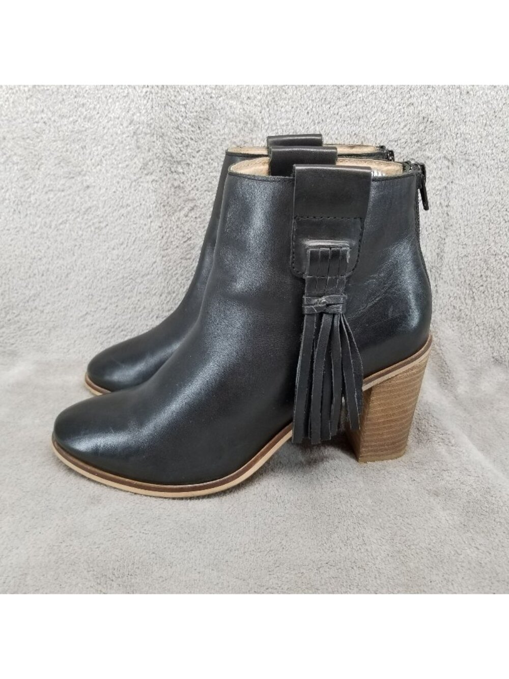 Seychelles Shoes Womens 7.5 Raft Black Leather Fringe Tassel Boots *Read*